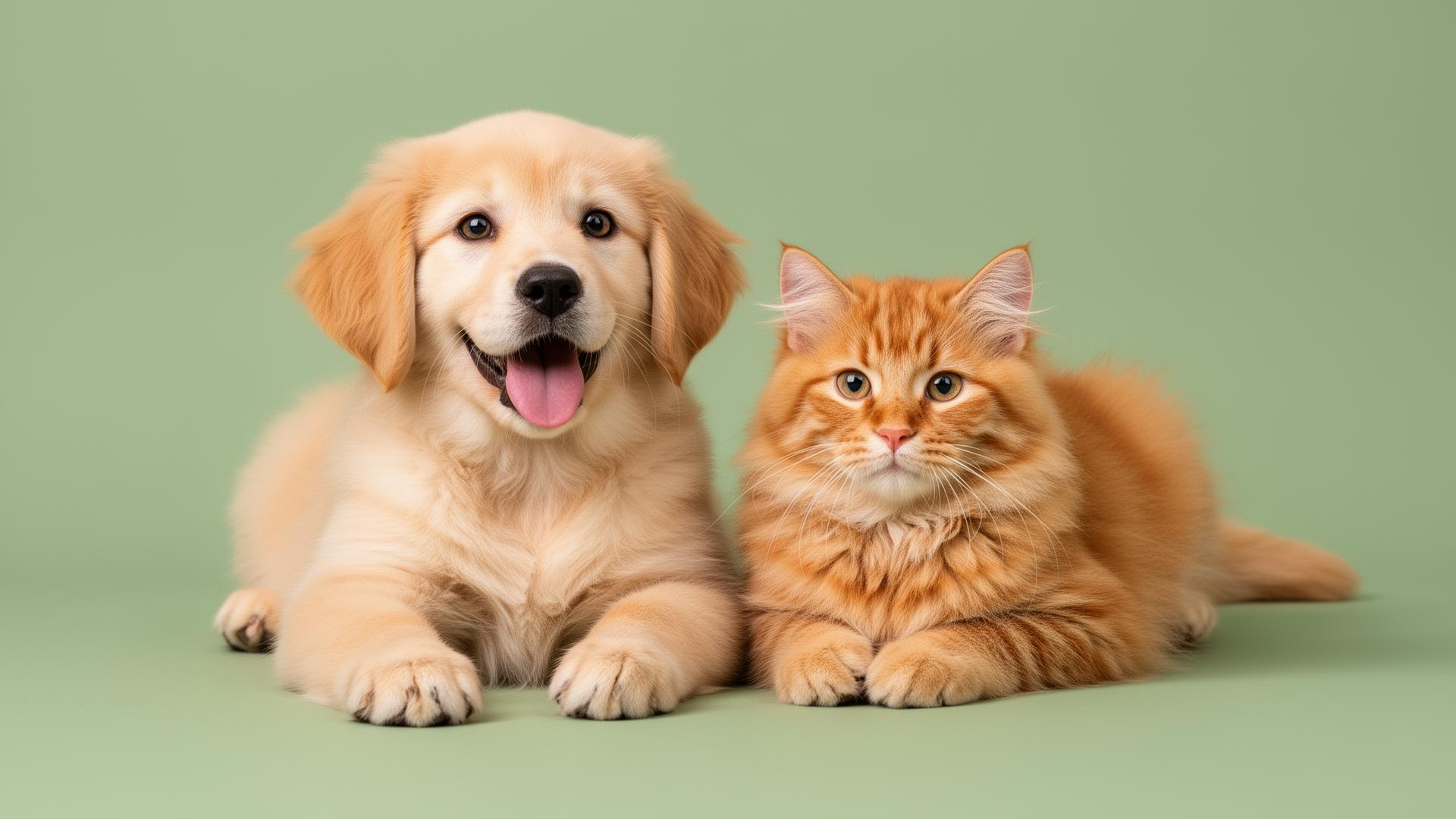 A puppy and a kitten relaxing together